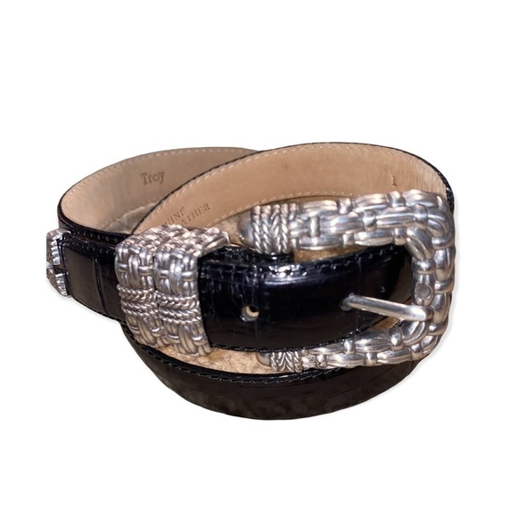 Barse The Belt Collection 100% leather Silver Western Buckle Sz large​ - Picture 1 of 6